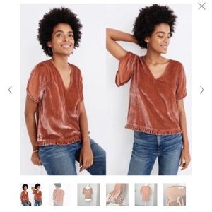 |NWT Madewell Velvet Tulip Sleeve Blouse|